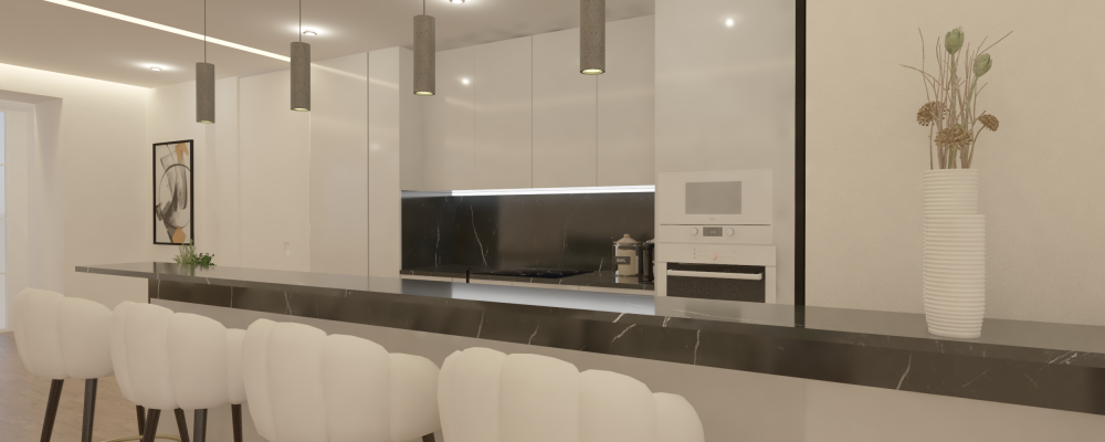 melisa genatti cocina blanca encimera oscura 3d